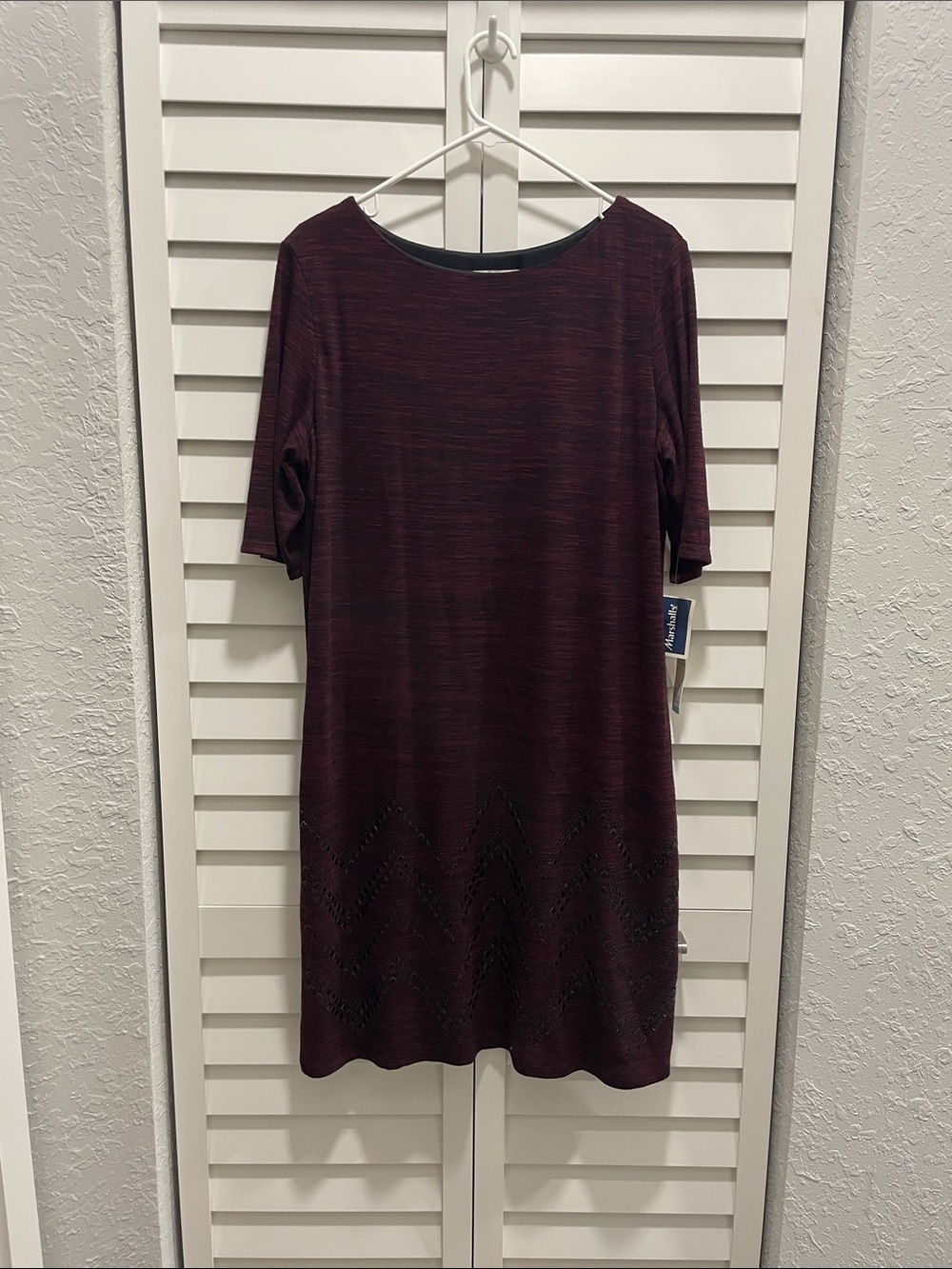Sandra Darren Plum Short-Sleeve Knit Midi Dress